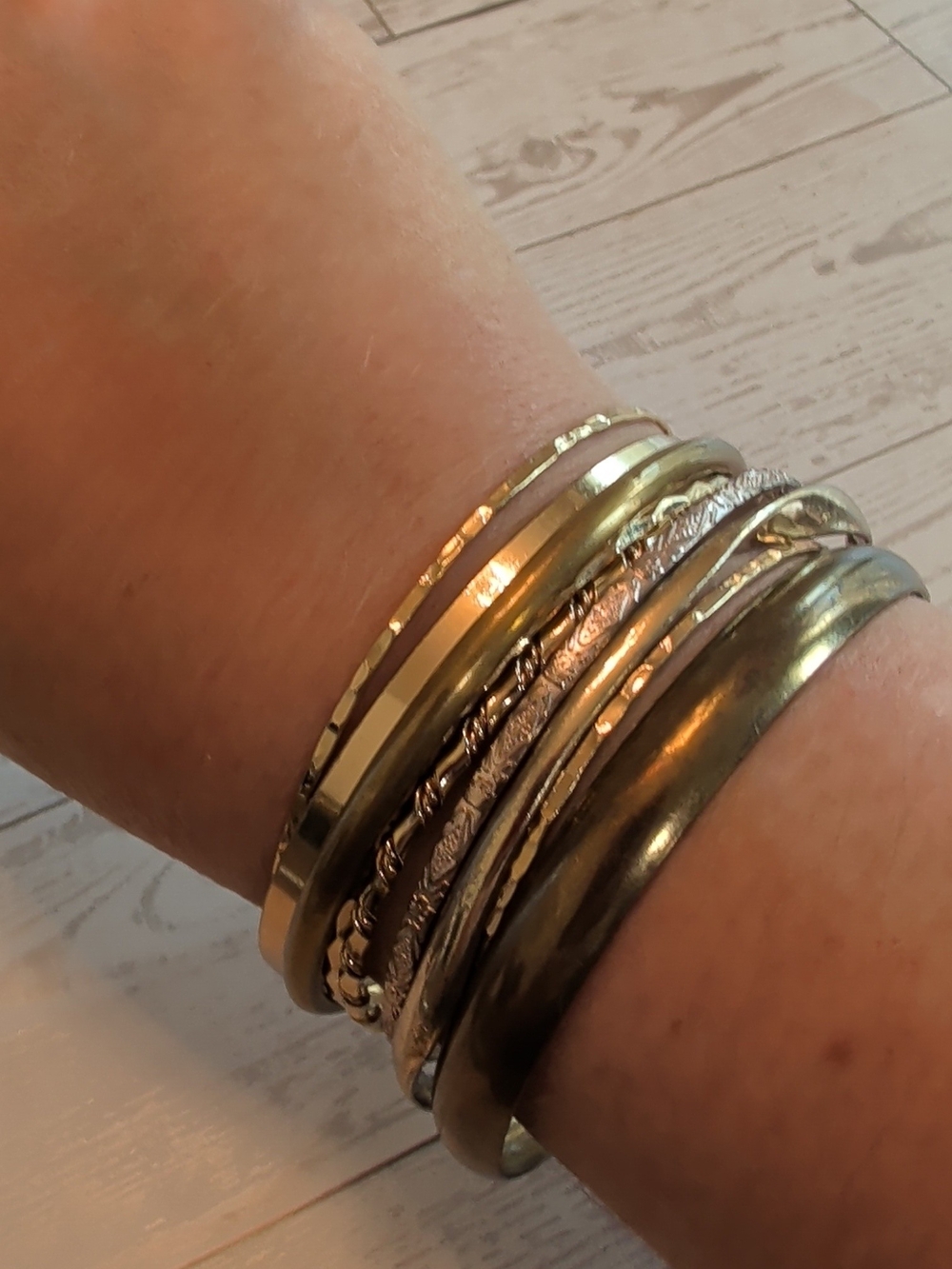 Mixed Metal Bangle Bracelet Set - Gold and Silver Women’s Jewelry